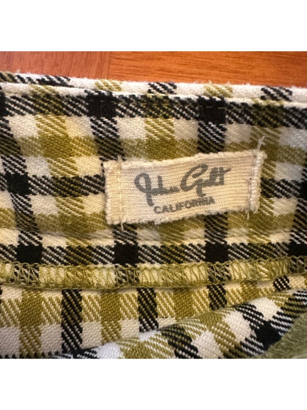 John Galt California Check Print mini Skirt Green Blue White buckle belt S - Picture 3 of 5